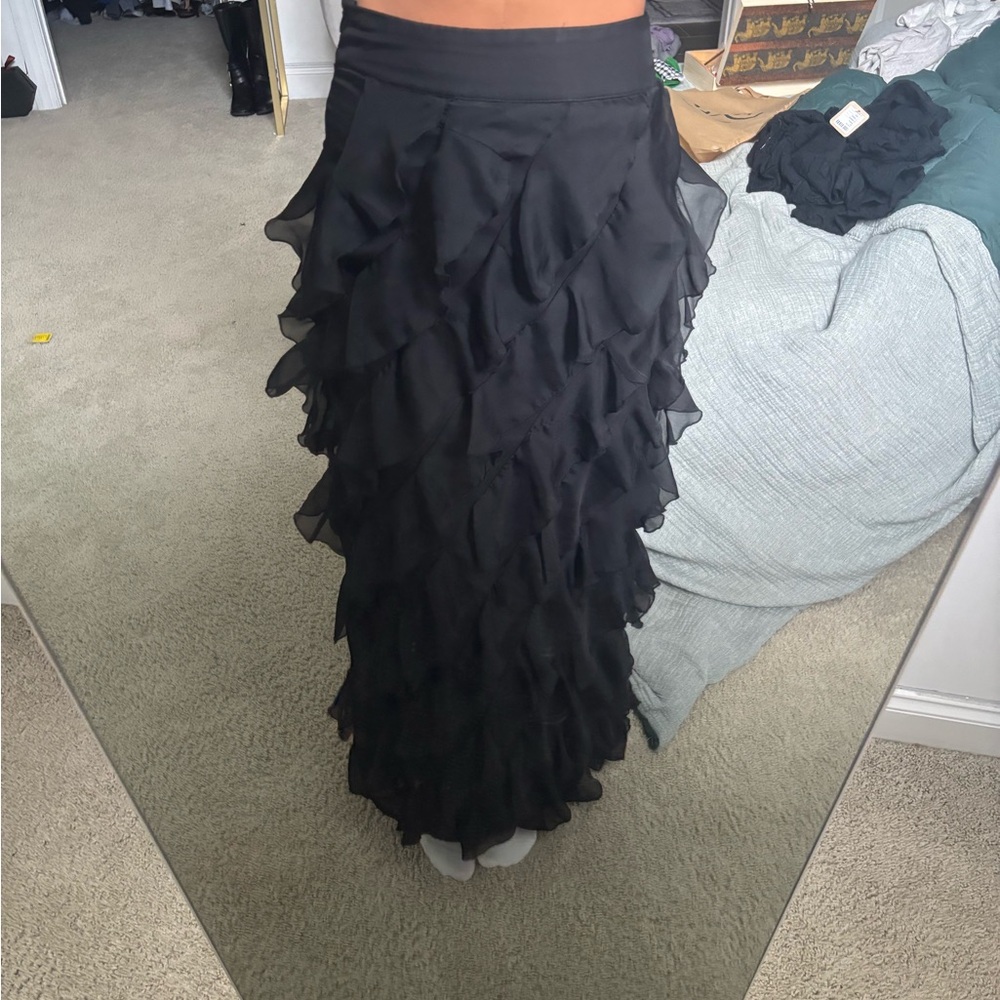 Elegant Black Ruffled Skirt